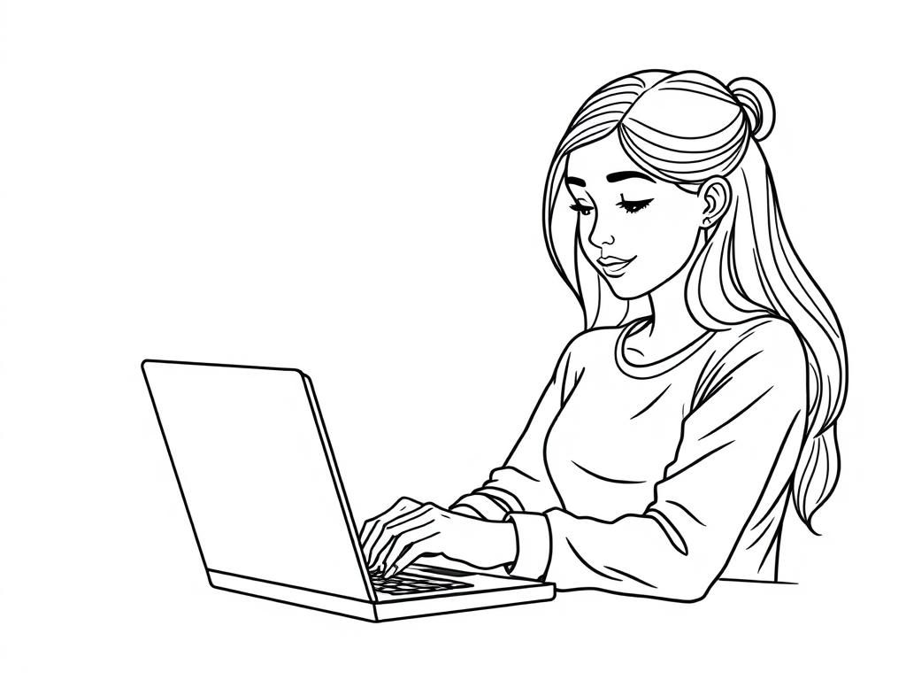 A young woman using a laptop to calculate financial numbers