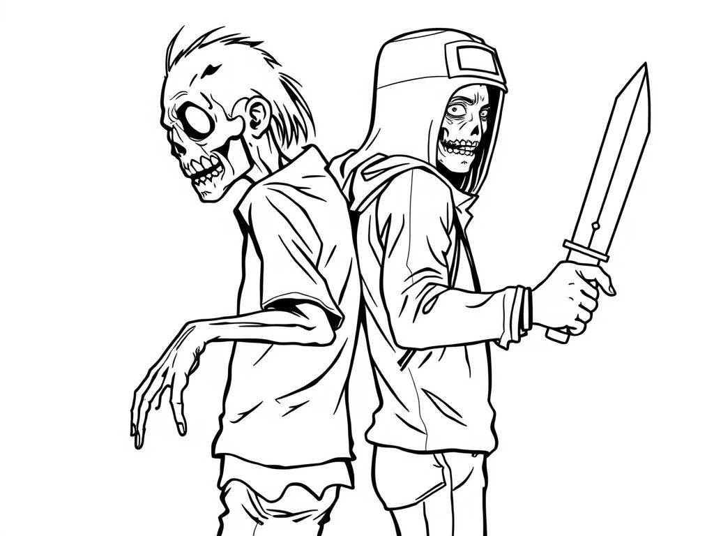 Zombie Duo Coloring Page