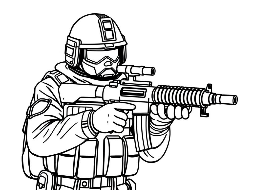 Soldier Tactical Gear Coloring Page