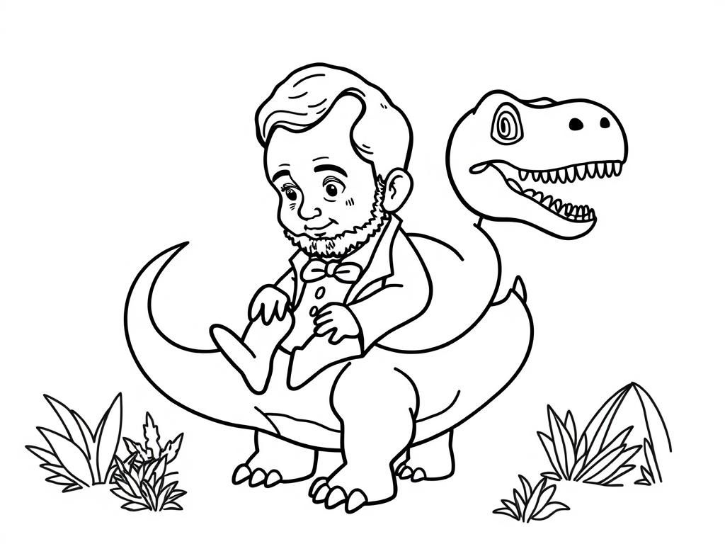Man Riding T-Rex Coloring Page