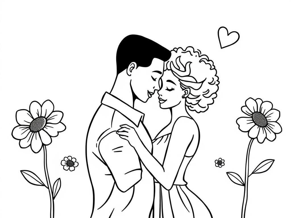 Romantic Couple Coloring Page