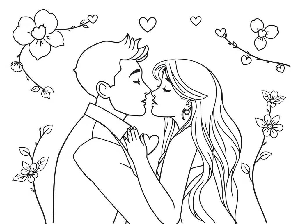 adult romantic coloring page