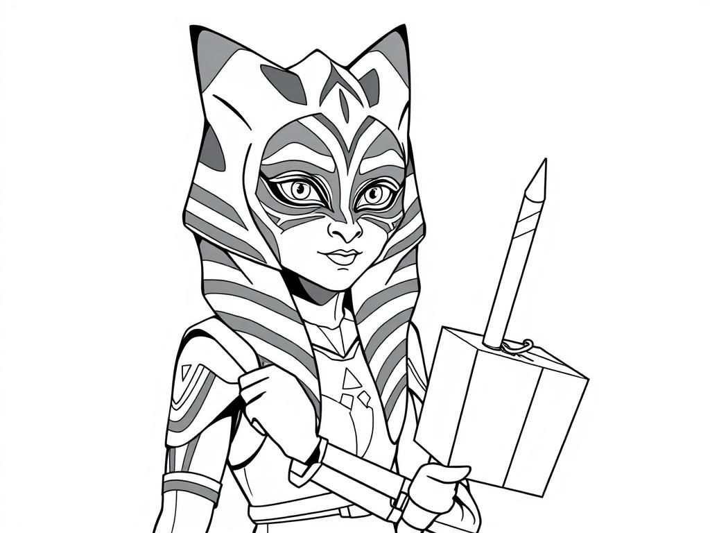 Ahsoka Tano Star Wars Coloring Page