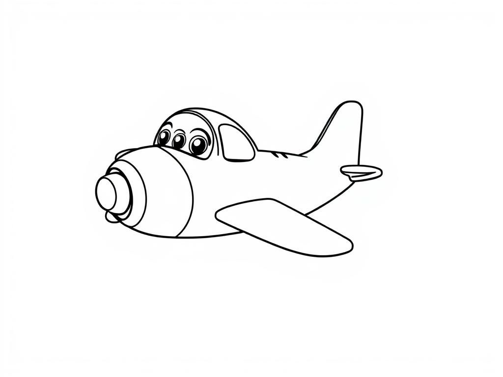 Cute Airplane Coloring Page