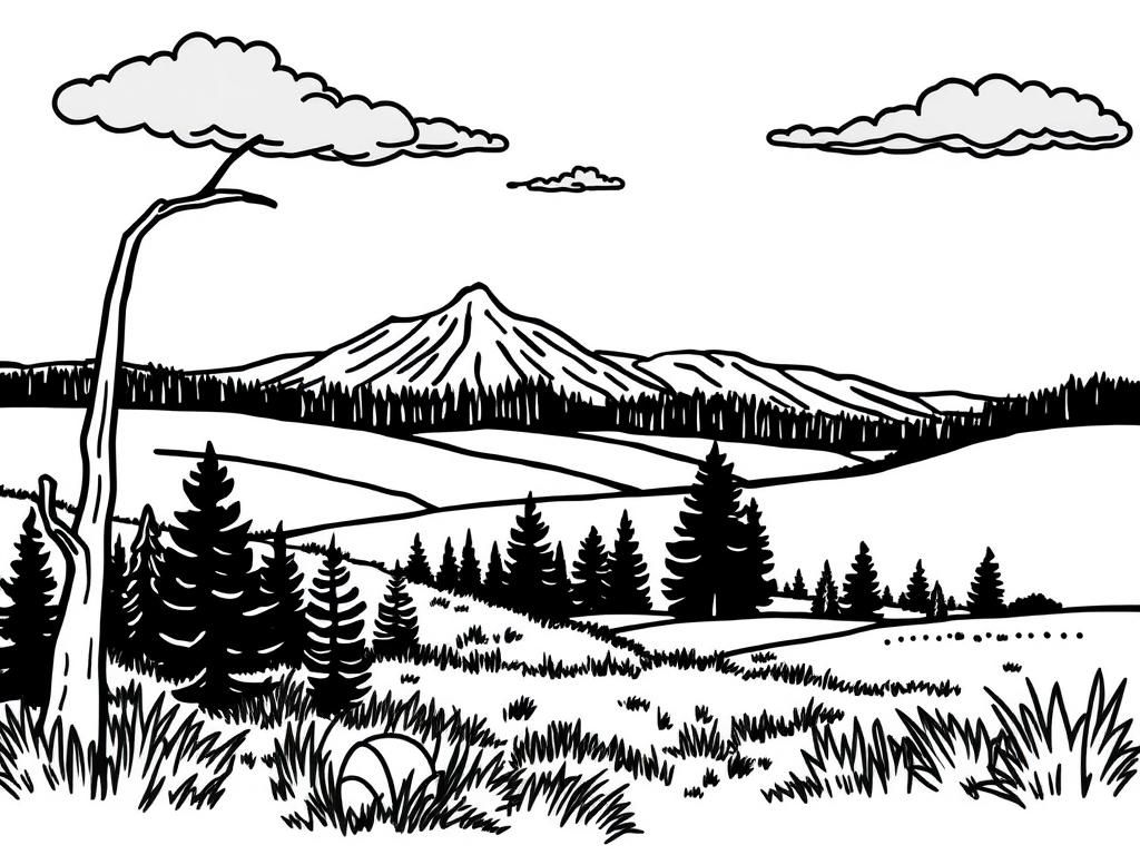 Kleurplaat berglandschap