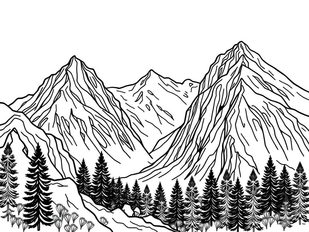 Kleurplaat berglandschap