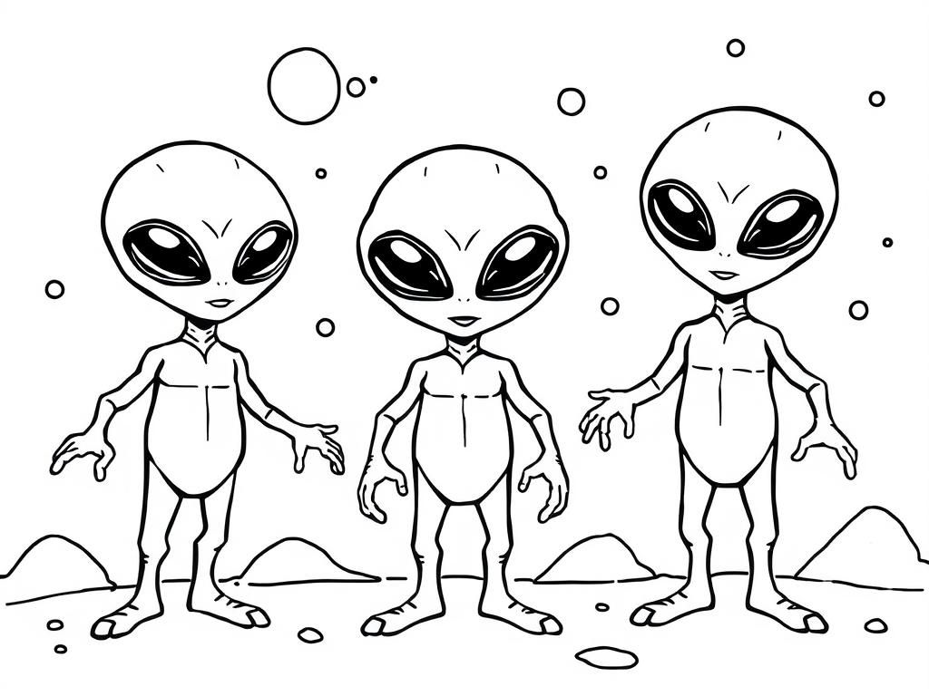 Alien Friends Coloring Page