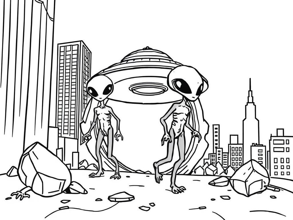 Alien Invasion Coloring Page