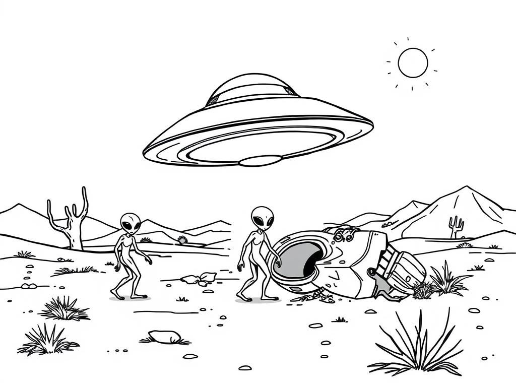 Alien Abduction Coloring Page