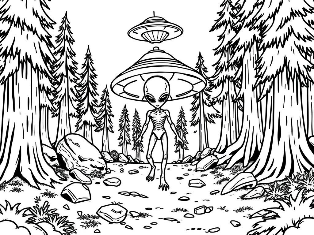 Alien Forest Coloring Page