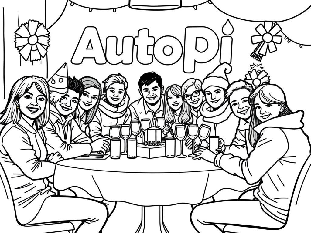 Preview of All 13 employees from AutoPi having a christmas party, with a big autopi sign in the background