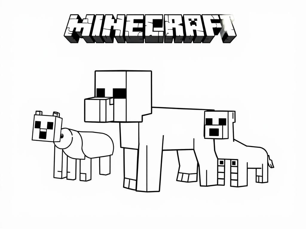 Minecraft dieren kleurplaat