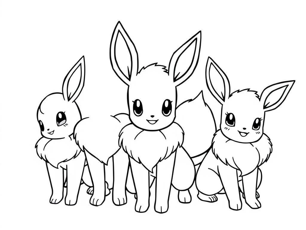 Eevee Friends Coloring Page