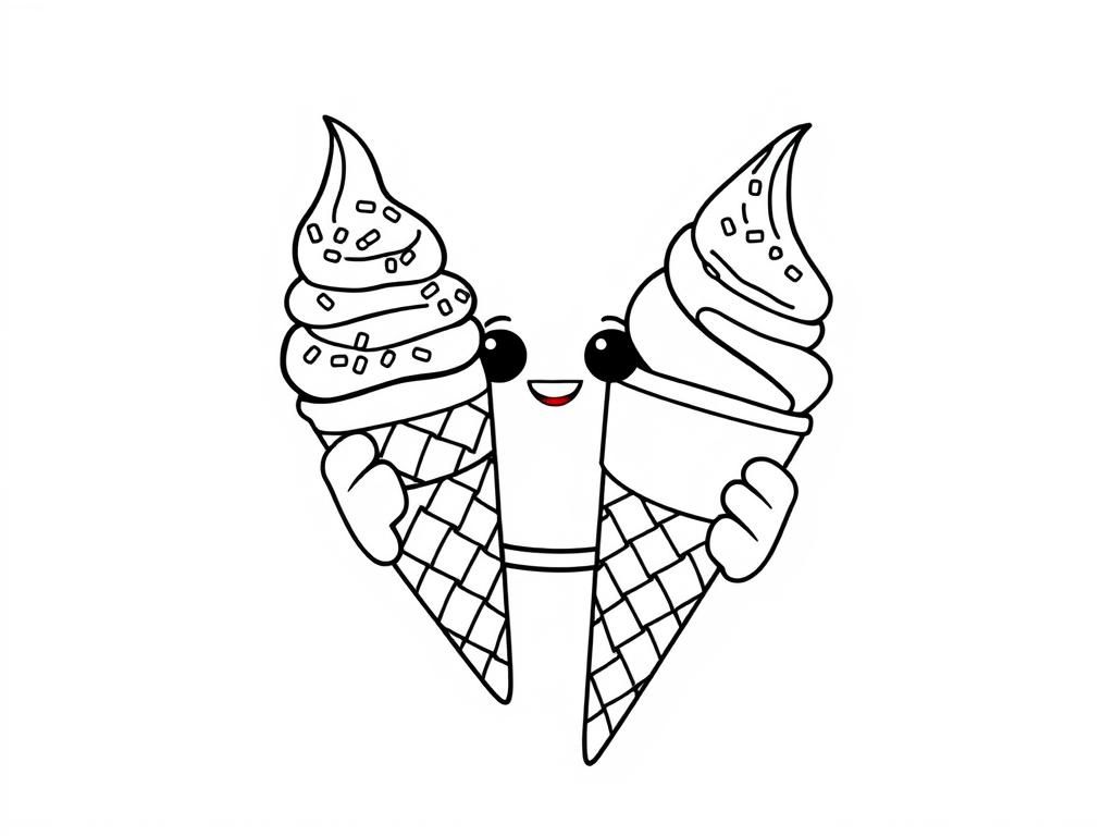 Sweet Ice Cream Cones Coloring Page