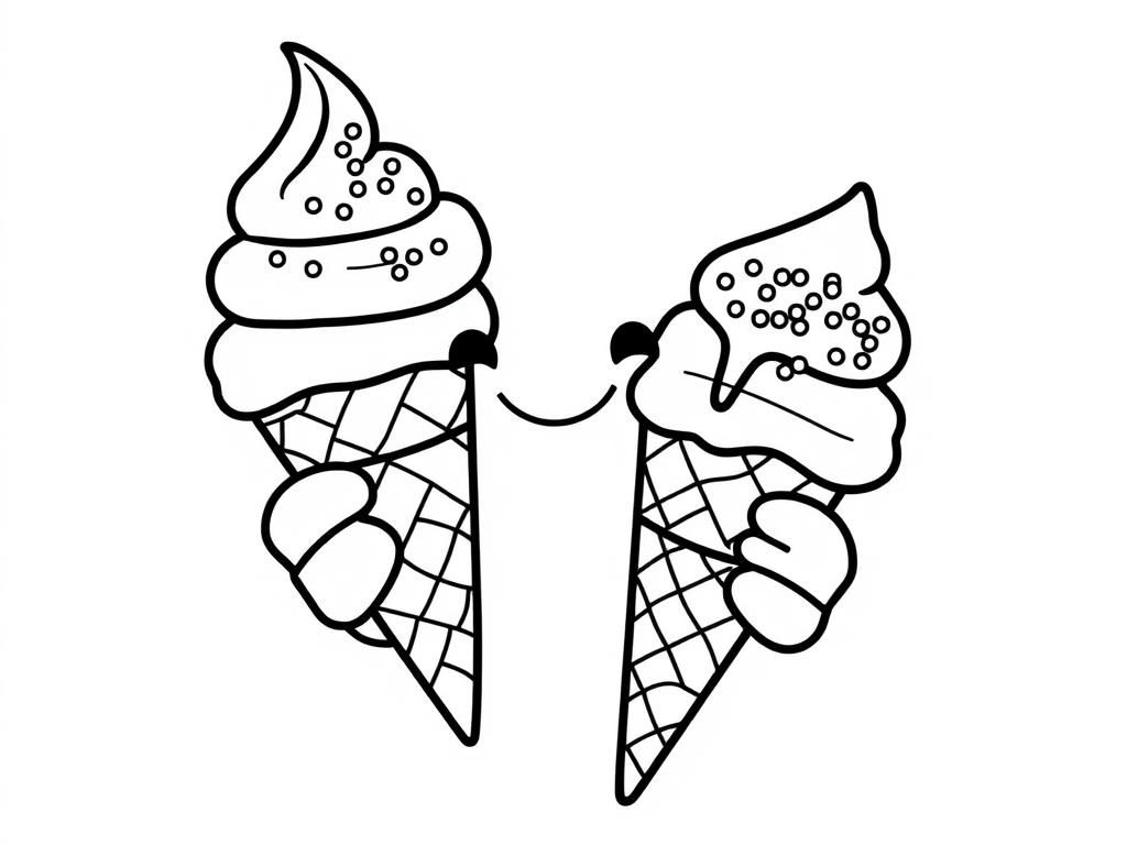Iconic Ice Cream Duo Coloring Page