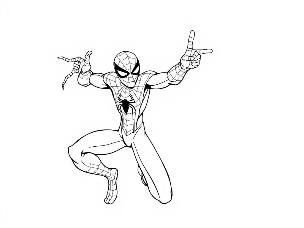 An action pose with Spidey and his friend capturing Doc-Ock. - Free Printable Coloring Page