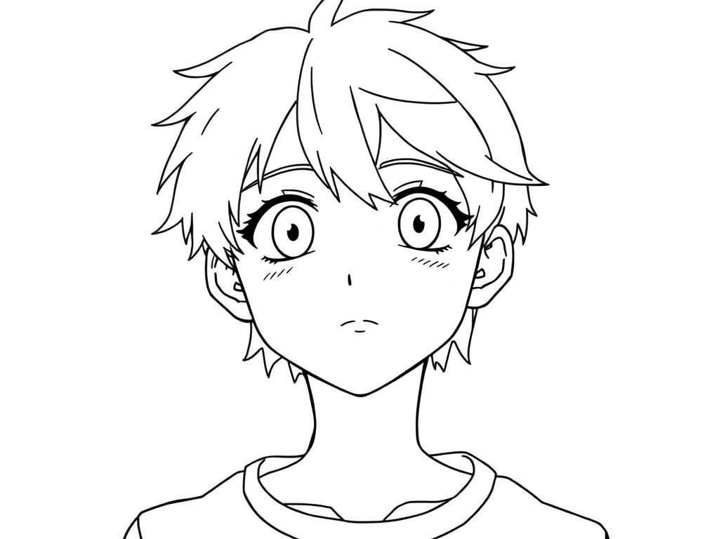 Anime Boy Puzzled Coloring Page