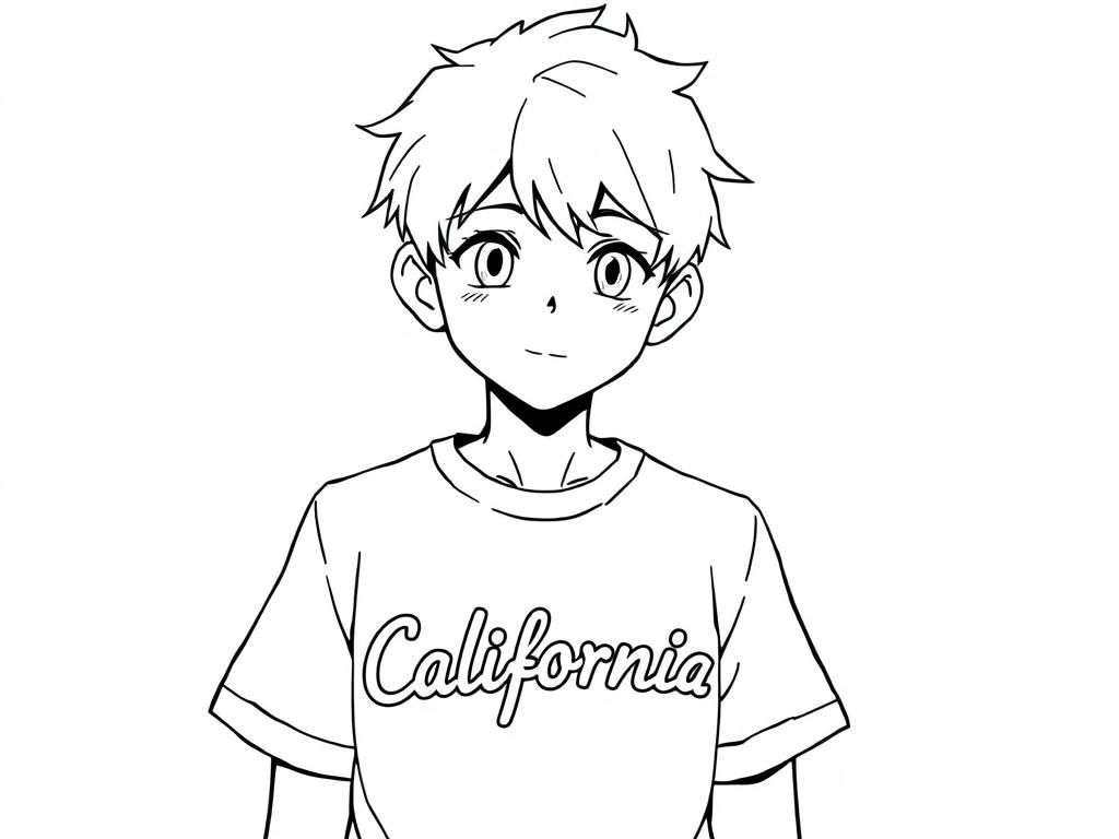 Coloring Page of a Boy