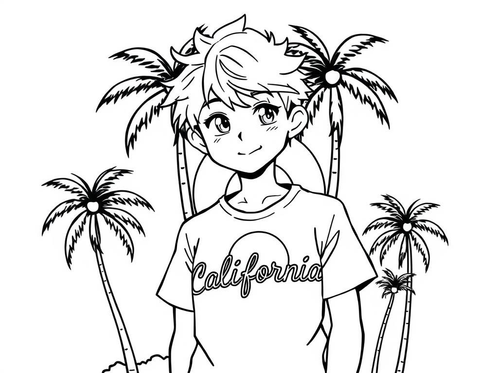 Boy at the Beach Coloring Page