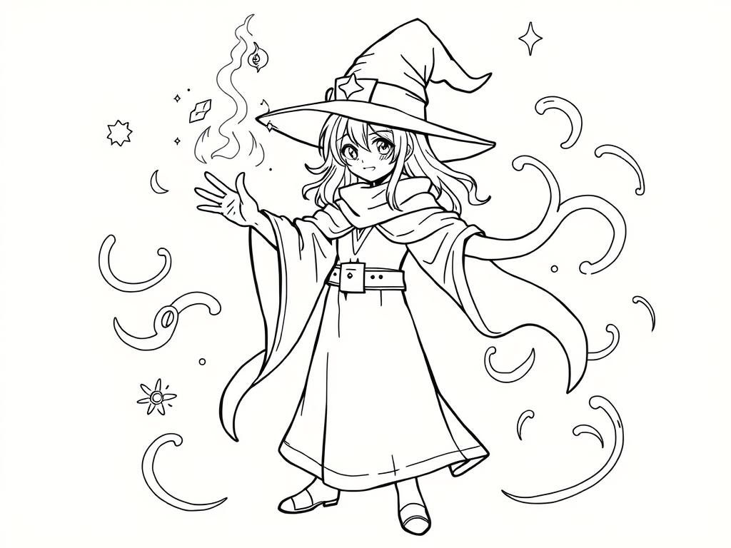 Anime Witch Coloring Page