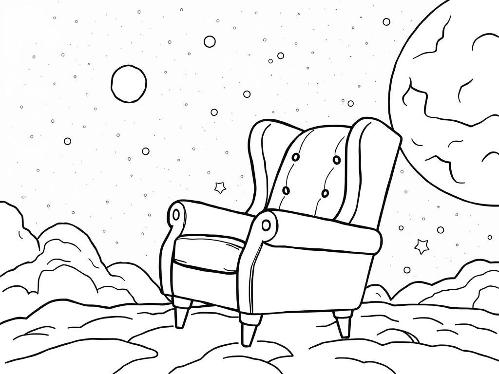 Preview of an armchair launching into space in a night scene