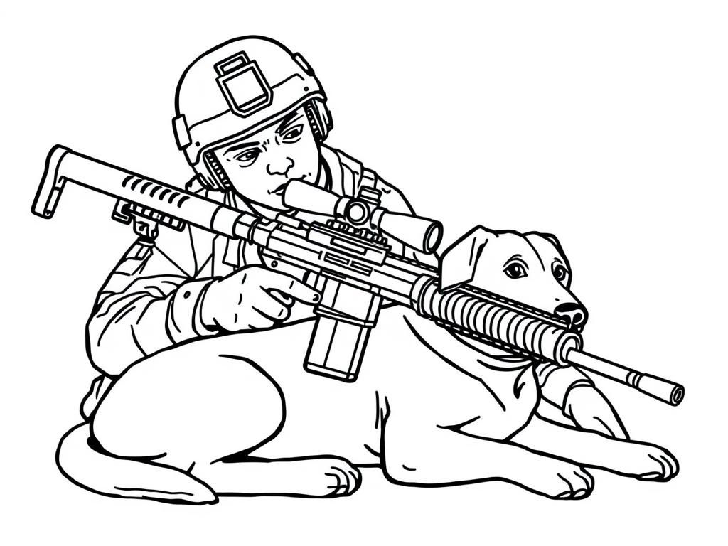 Military Dog Partner Coloring Page
