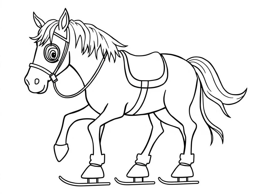 Preview of an eight-legged horse with an eye patch and ice skates