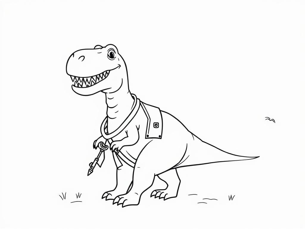 Preview of an happy trex with cowboy clothing riding a guinea pig