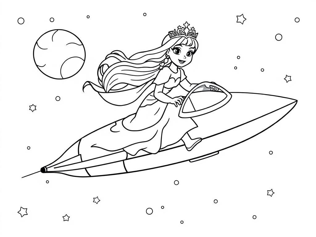 an ice princess flying a spaceship
