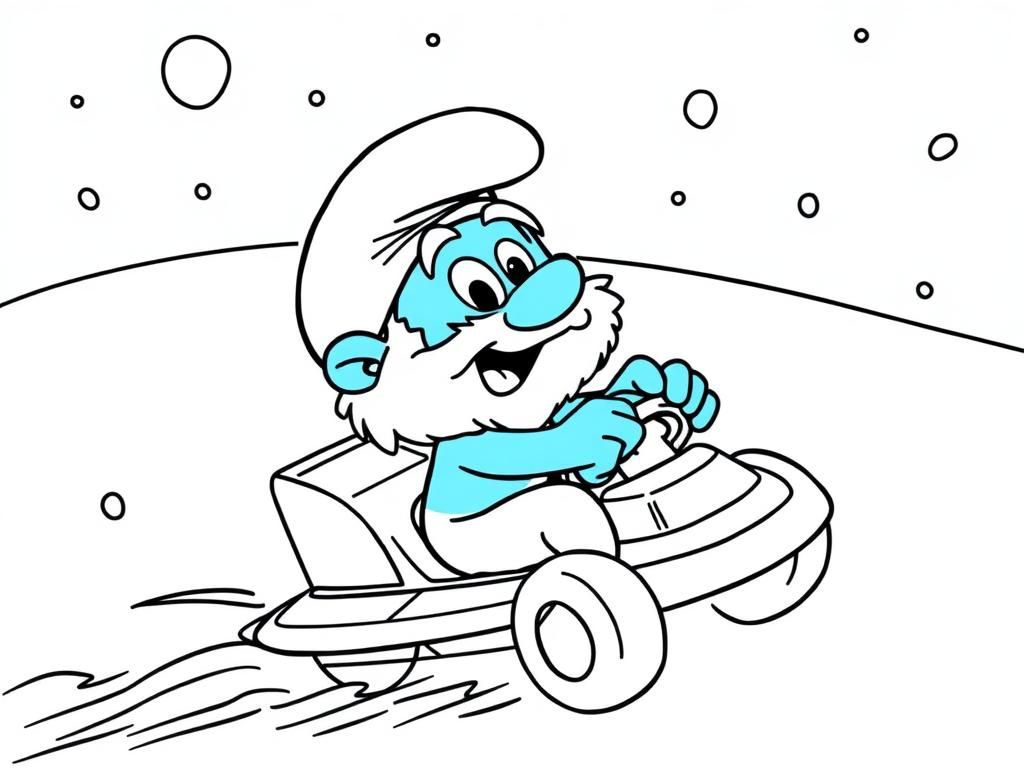 an smurf driving in outer space