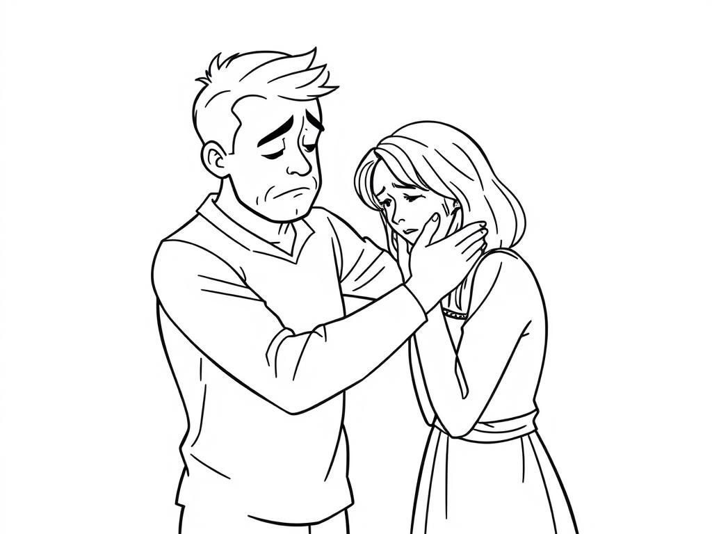 Preview of an upset husband consoling his distraught wife