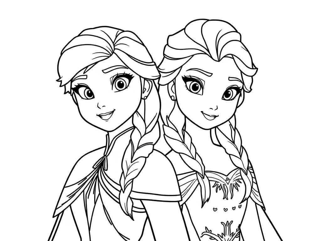 Anna and Elsa Frozen Coloring Page