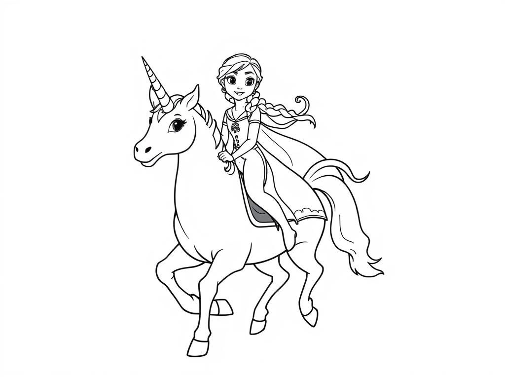 Preview of Ana from frozen riding a unicorn