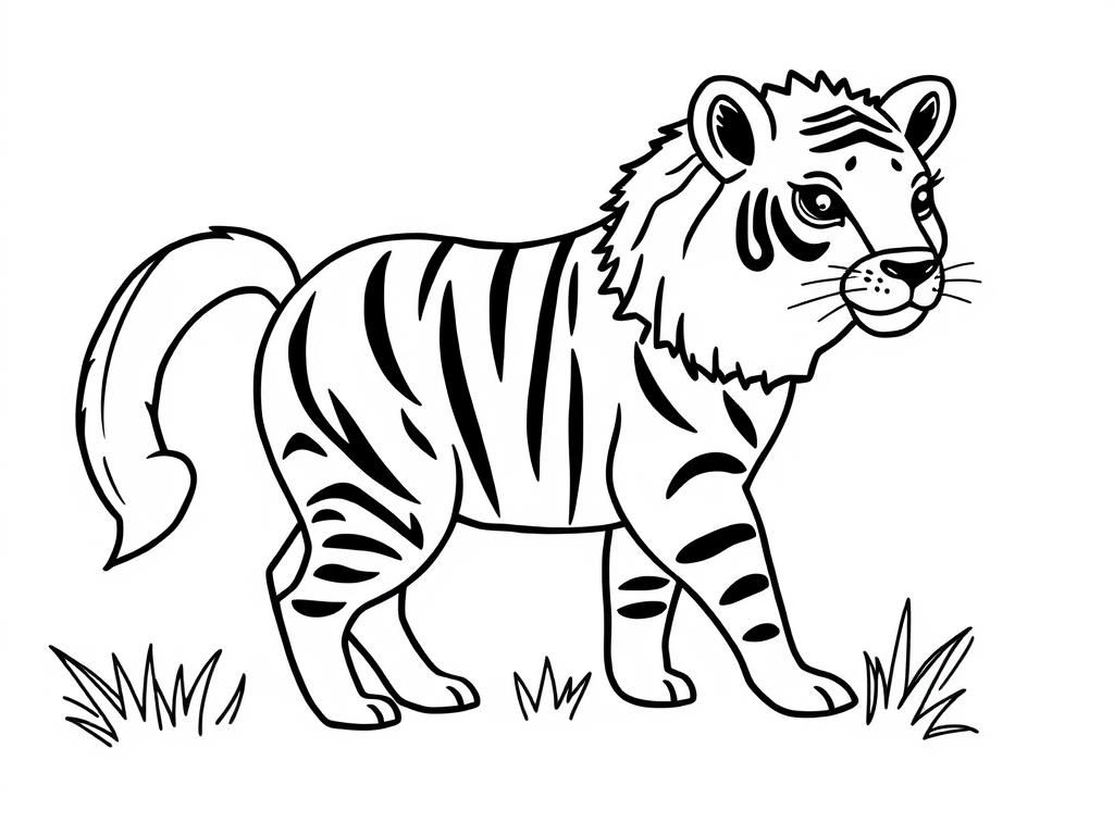 Wildlife Tiger Coloring Page