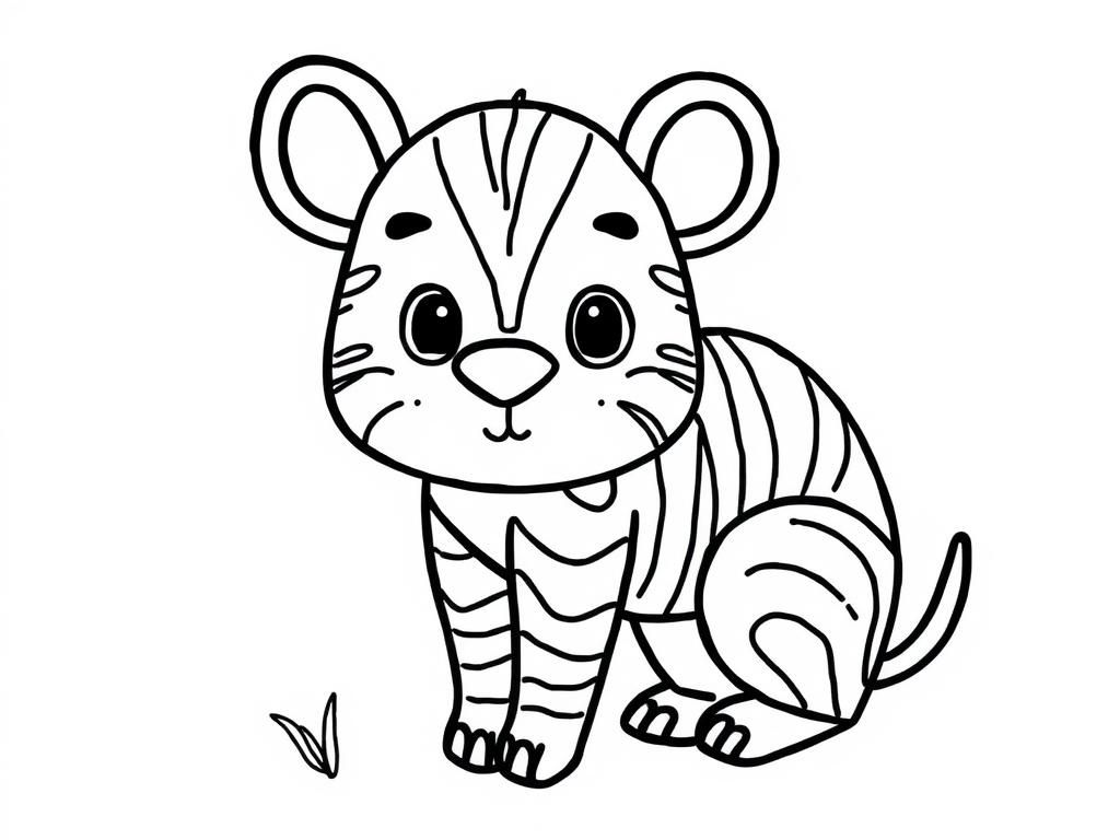 Cute Tiger Cub Coloring Page