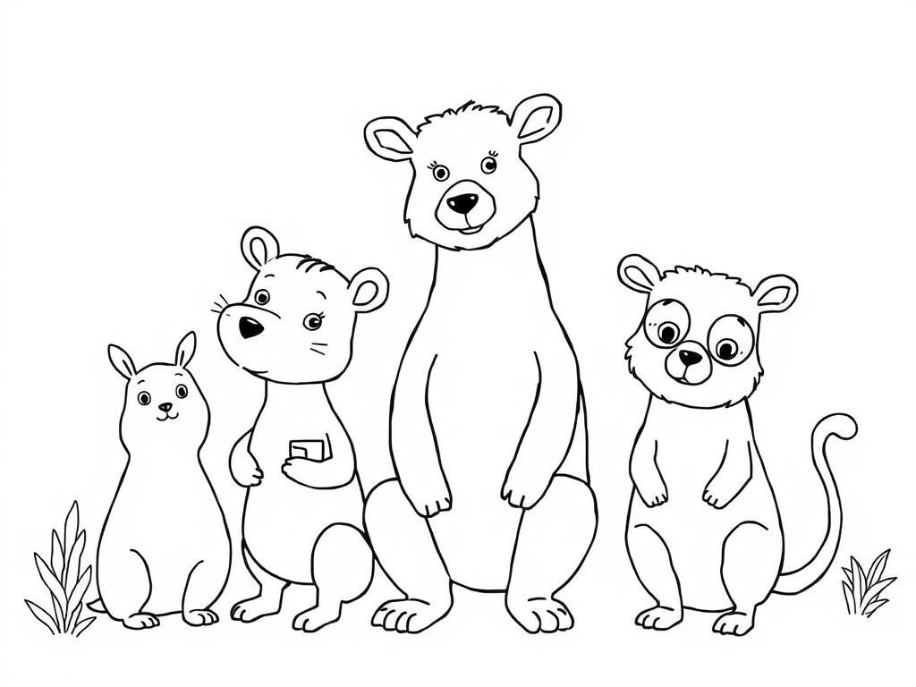 Kleurplaat schattige dieren
