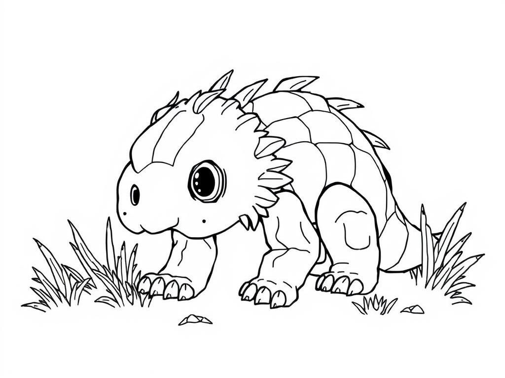 Cute Cartoon Dinosaur Coloring Page