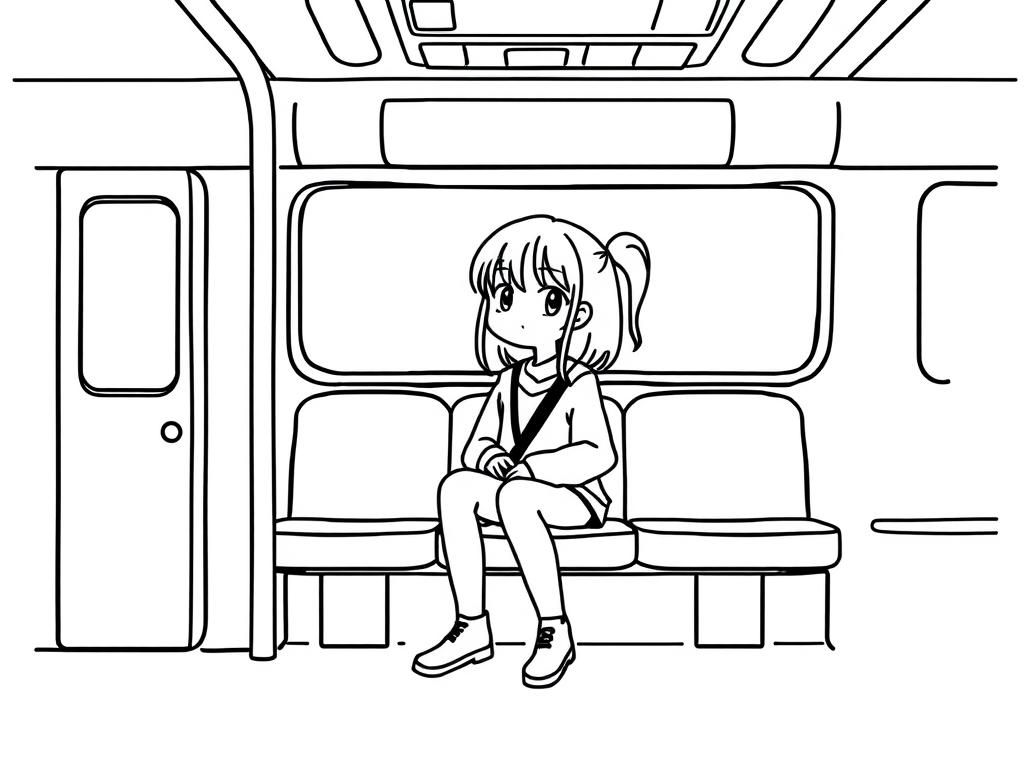 Anime styled person on bus
