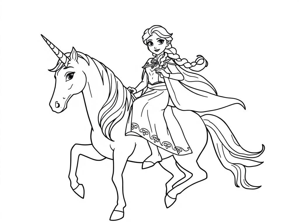 Preview of Anna and Elsa from frozen both on a unicorn