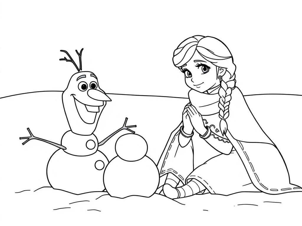 Elsa and Olaf Frozen Coloring Page