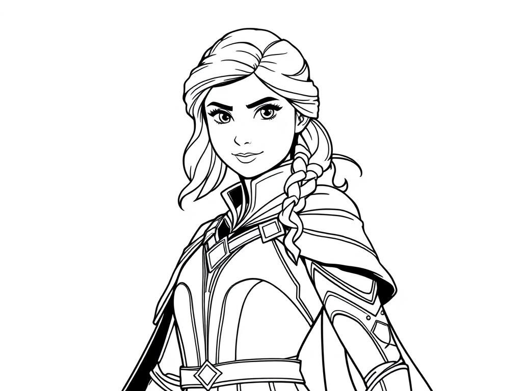 Anna from Frozen as the superhero Scarlet Witch (Marvel Cinematic Universe) - Free Printable Coloring Page