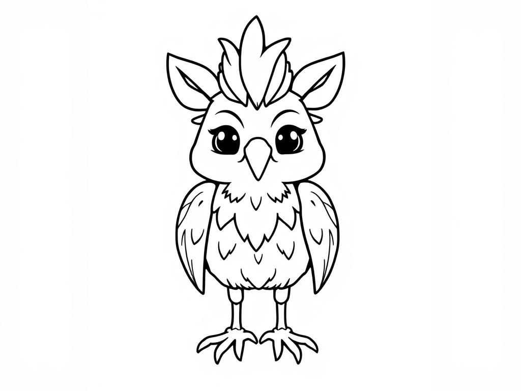 Anthropomorphic bird, or Avali, with four ears.