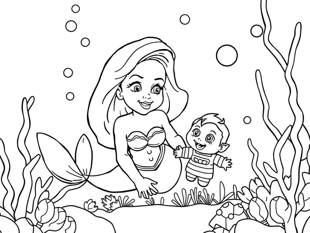Mermaid Coloring Page: Underwater Adventure