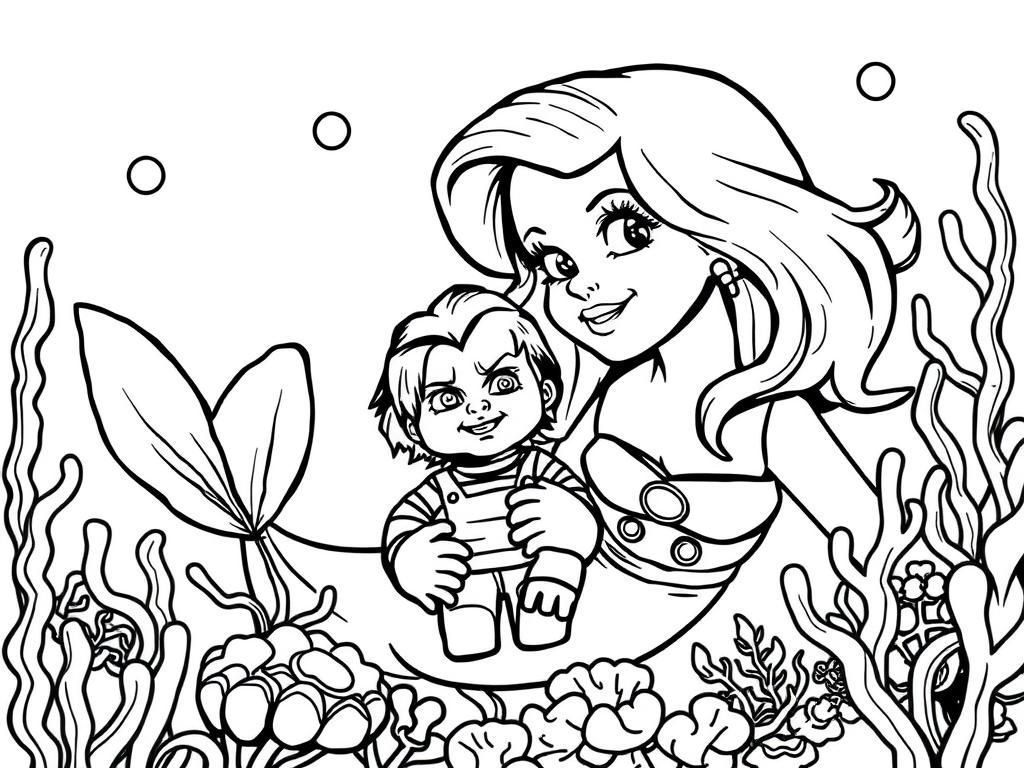 Preview of Ariel under the sea with Chucky doll