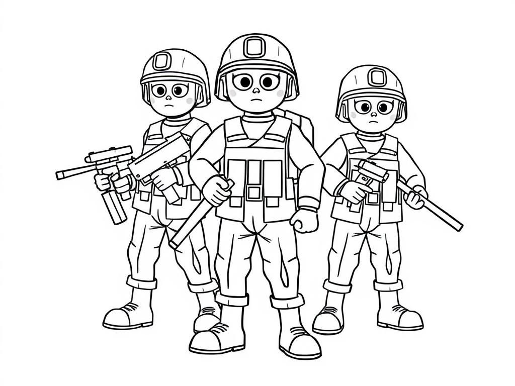Soldiers in Action Coloring Page