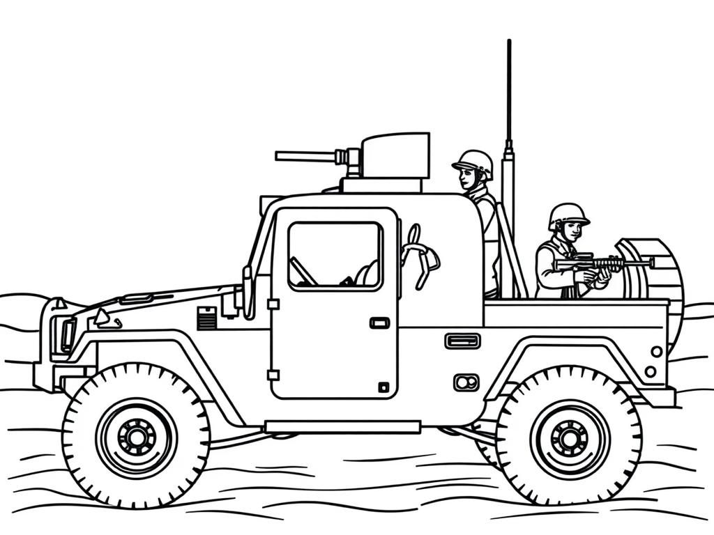 Military Vehicle Action Coloring Page