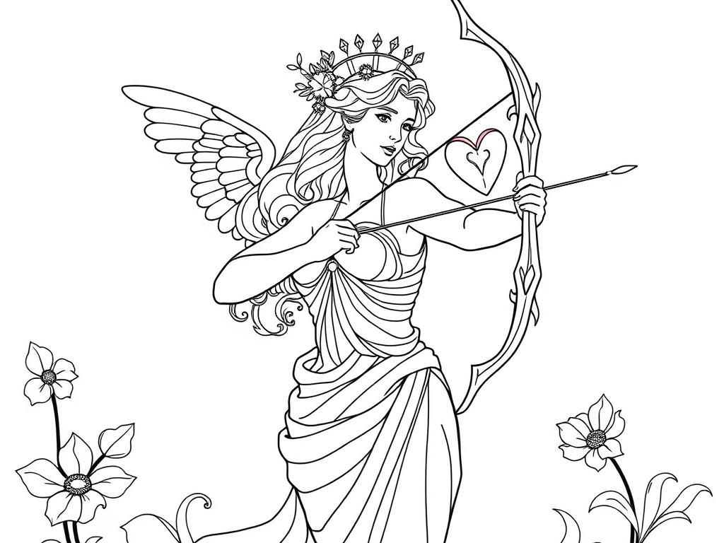 Preview of Art nouveau Artemis with bow and hart