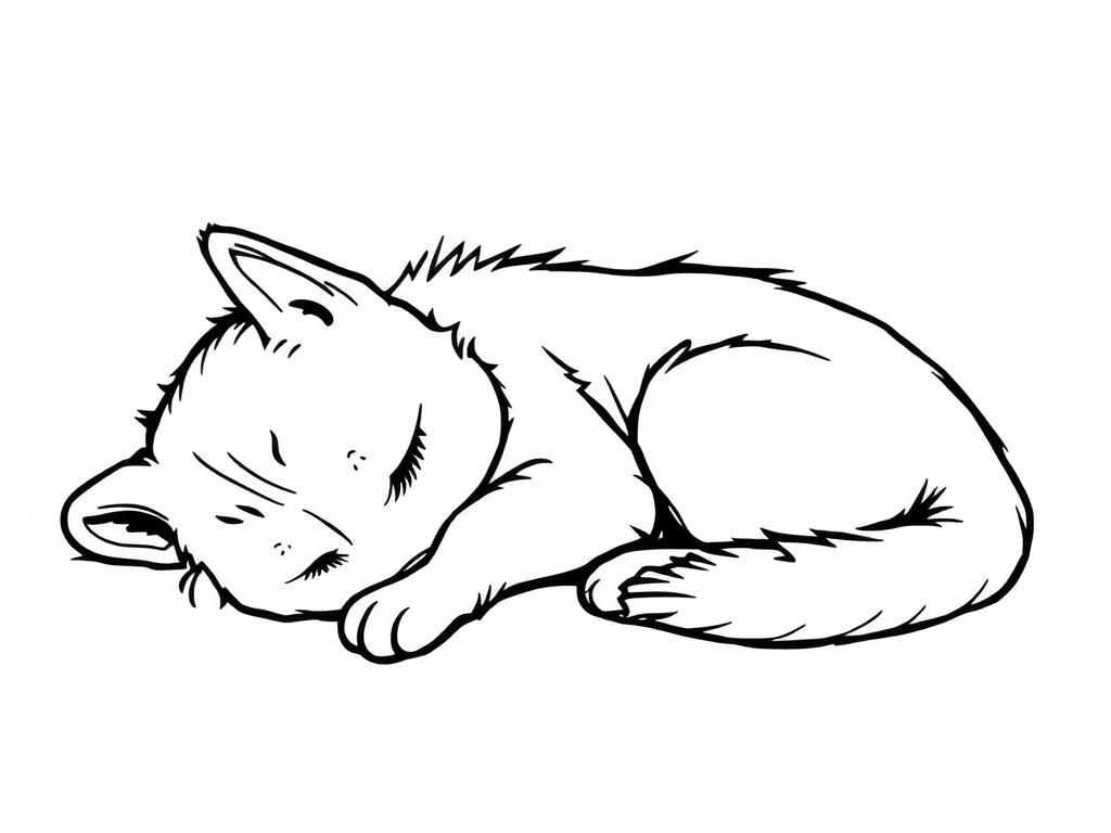 Sleeping Puppy Coloring Page