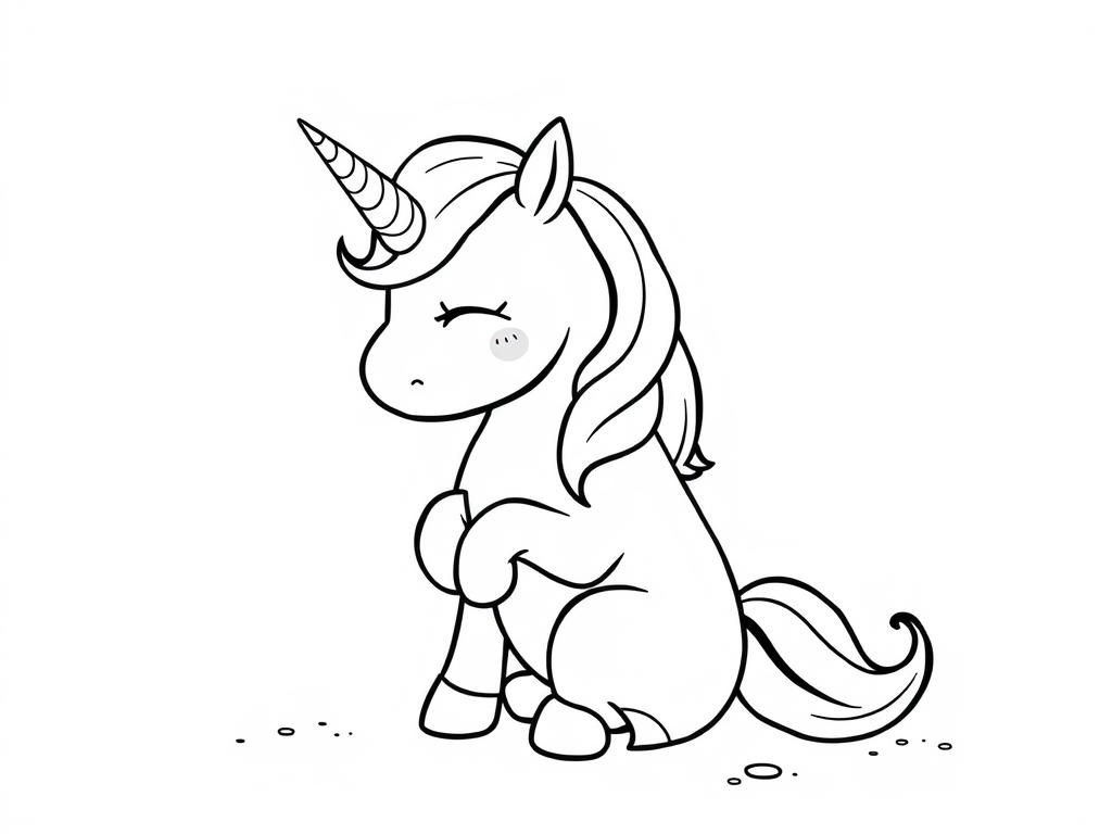 Preview of Ashamed unicorn with cute poop, looking away