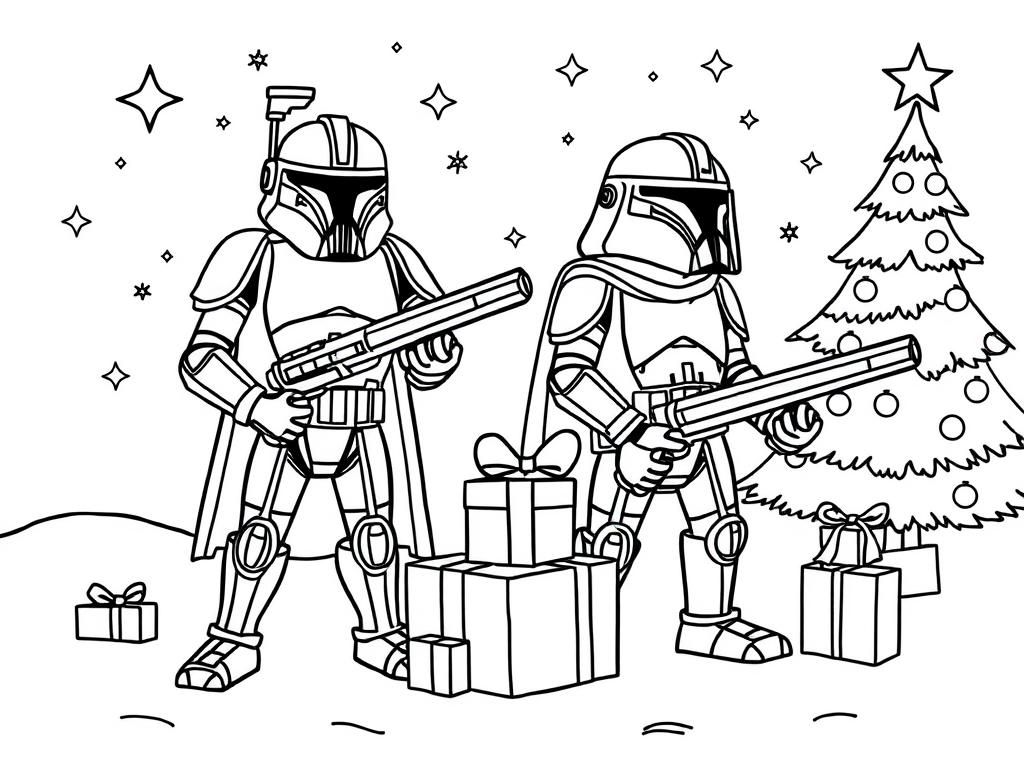 Mandalorians Christmas Coloring Page